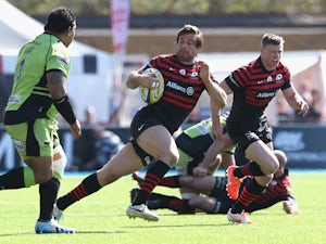 Saracens' Marcelo Bosch breaks with the ball against Northampton Saints during the Aviva Premiership match on April 13, 2014
