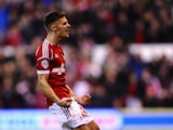 Jamie Paterson of Nottingham Forest celebrates scoring the equalising goal during the Sky Bet Championship match between Nottingham Forest and Sheffield Wednesday at City Ground on April 8, 2014