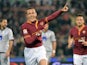 Roma's Rodriguo Taddei celebrates after scoring the opening goal against Atalanta during the Serie A match on April 12, 2014