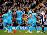 Harry Kane #37 of Spurs is congratulated by teammates after scoring his team's goal during the Barclays Premier League match between West Bromwich Albion and Tottenham Hotspur at The Hawthorns on April 12, 2014
