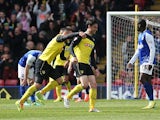 Watford's Albert Riera celebrates after scoring the opening goal against Ipswich during the Championship match on April 19, 2014