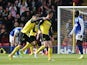 Watford's Albert Riera celebrates after scoring the opening goal against Ipswich during the Championship match on April 19, 2014