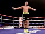 Callum Smith celebrates victory over Kirill Psonko during their Super Middleweight bout at SECC on September 7, 2013