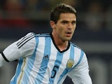 Fernando Gago of Argentina plays the ball during the International friendly football match Romania vs Argentina in Bucharest, Romania on March 5, 2014