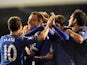 Chelsea's John Terry celebrates with team mates after scoring his team's second goal against Fulham during the Premier League match on April 17, 2013