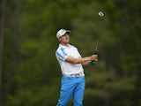 Jonas Blixt of Sweden tees off on the 12th hole during the final round of the 78th Masters Golf Tournament at Augusta National Golf Club on April 13, 2014