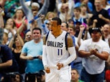 Monta Ellis #11 of the Dallas Mavericks reacts after scoring against the Phoenix Suns in the third quarter at American Airlines Center on April 12, 2014