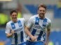 Dale Stephens of Brighton celebrates after opening the scoring during the Sky Bet Championship match between Brighton & Hove Albion and Blackpool at Amex Stadium on April 21, 2014