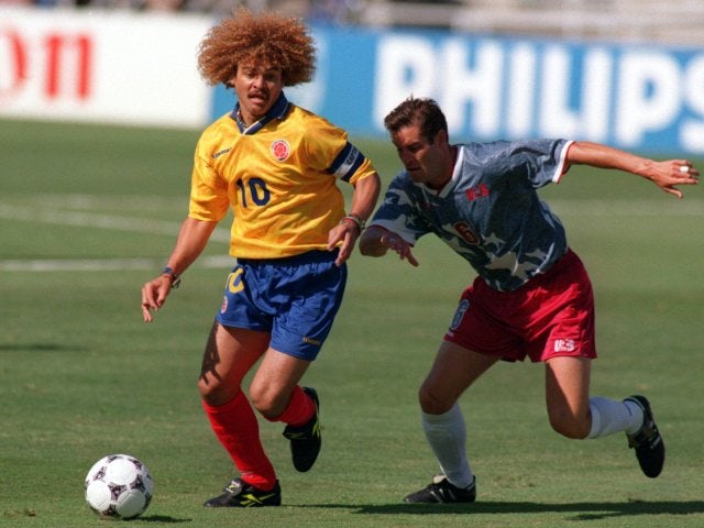Colombia's Carlos Valderrama in action against USA on June 22, 1994.