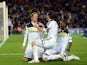 Chelsea's Spanish forward Fernando Torres celebrates with teammates midfielder Frank Lampard and Brazilian midfielder Ramires after scoring during the UEFA Champions League second leg semi-final football match Barcelona against Chelsea at the Cam Nou stad
