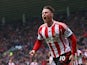 Sunderland's Connor Wickham celebrates after scoring his team's first goal against Cardiff during the Premier League match on April 27, 2014