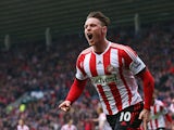 Sunderland's Connor Wickham celebrates after scoring his team's first goal against Cardiff during the Premier League match on April 27, 2014