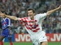 Davor Suker celebrates scoring for Croatia at the World Cup on July 08, 1998.