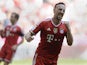 Bayern's Franck Ribery celebrates after scoring his team's first goal against Werder Bremen during their Bundesliga match on April 26, 2014