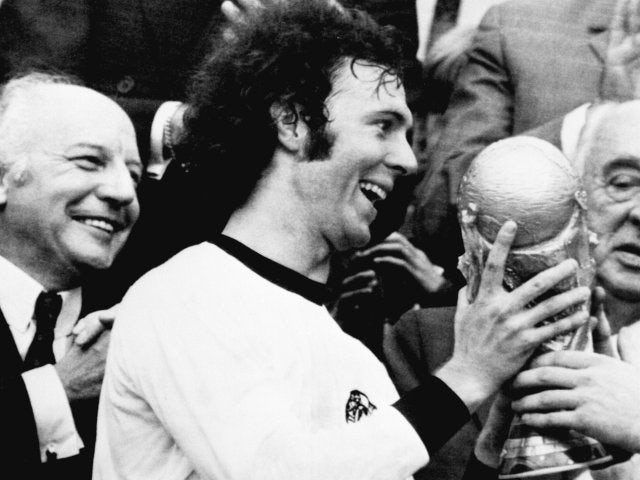 Germany captain Franz Beckenbauer lifts the World Cup on July 07, 1974.