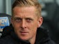 Swansea manager Garry Monk looks on prior to kick-off in the Premier League match against Aston Villa on April 26, 2014