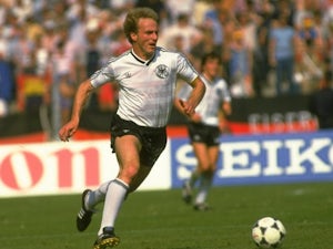 Former Bayern Munich centre-forward Karl-Heinz Rummenigge in action for Germany on July 01, 1986.