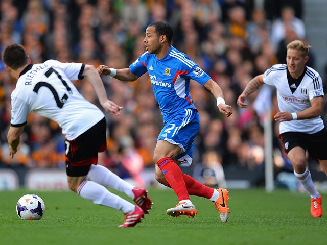 Hull's Liam Rosenior in action against Fulham during the Premier League match on April 26, 2014 