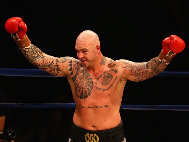 Lucas Browne celebrates after he defeated James Toney in the WBC Super Heavyweight bout on April 28, 2013 