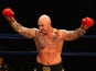 Lucas Browne celebrates after he defeated James Toney in the WBC Super Heavyweight bout on April 28, 2013 