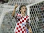 Real Madrid midfielder Luka Modric celebrates scoring for Croatia on August 16, 2006.