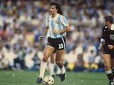 Mario Kempes in action for Argentina on August 01, 1978.