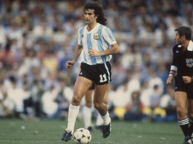 Mario Kempes in action for Argentina on August 01, 1978.