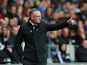 Villa manager Paul Lambert gives the thumbs up against Swansea during the Premier League match on April 26, 2014 