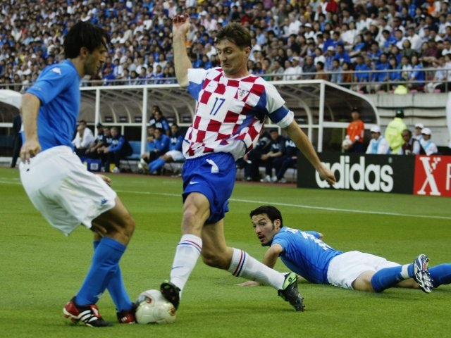 Croatia defender Robert Jarni battles for possession against Italy on June 08, 2002.