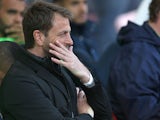 Tottenham manager Tim Sherwood watches his team against Stoke during the Premier League match on April 26, 2014 
