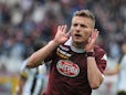 Ciro Immobile of Torino FC celebrates his goal during the Serie A match between Torino FC and Udinese Calcio at Stadio Olimpico di Torino on April 27, 2014