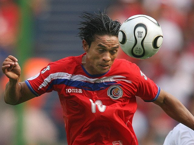Costa Rica's Walter Centeno wins a header against Poland on June 20, 2006.