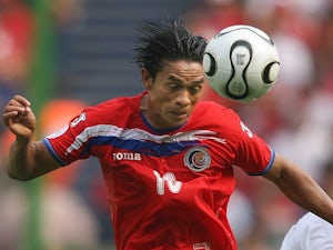 Costa Rica's Walter Centeno wins a header against Poland on June 20, 2006.