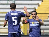 Antonio Di Natale of Udinese Calcio celebrate after scoring his team's first goal during the Serie A match against AS Livorno on May 4, 2014