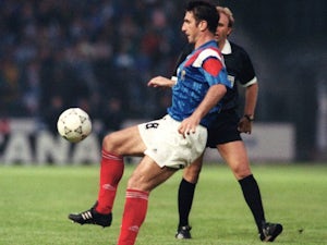 Former Manchester United striker Eric Cantona in action for France on June 05, 1992.