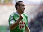 Saint-Etienne's French forward Mevlut Erding celebrates after scoring a goal during the French L1 football match AS Saint-Etienne (ASSE) vs Montpellier (MHSC) on May 4, 2014