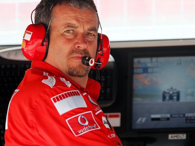 Ferrari Technical Race Manager Nigel Stepney watches the action from the pit wall during the Turkish Formula One Grand Prix at Istanbul Park on August 21, 2005
