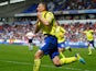 Paul Caddis of Birmingham City celebrates as he scores their second goal with a header to equalise during the Sky Bet Championship match against Bolton Wanderers on May 3, 2014
