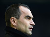 Everton manager Roberto Martinez looks on prior his his team's match against Manchester City in the Premier League match on May 3, 2014