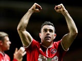 Andy Hughes of Charlton Athletic celebrates after the Sky Bet Championship match between Charlton Athletic and Doncaster Rovers at The Valley on November 26, 2013