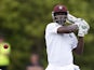 West Indies captain Darren Sammy plays a shot during day five of the first international cricket Test match between New Zealand and the West Indies at the University Oval in Dunedin on December 6, 2013