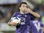 Giuseppe Rossi of ACF Fiorentina celebrates after scoring a goal during the Serie A match between ACF Fiorentina and US Sassuolo Calcio at Stadio Artemio Franchi on May 6, 2014
