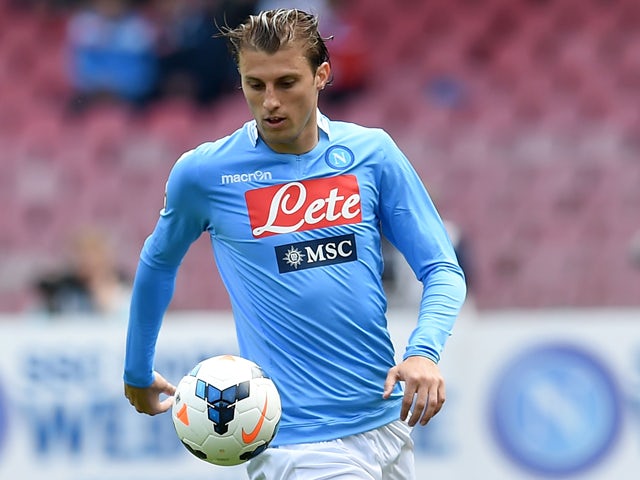 Henrique of Napoli in action during the Serie A match between SSC Napoli and SS Lazio at Stadio San Paolo on April 13, 2014