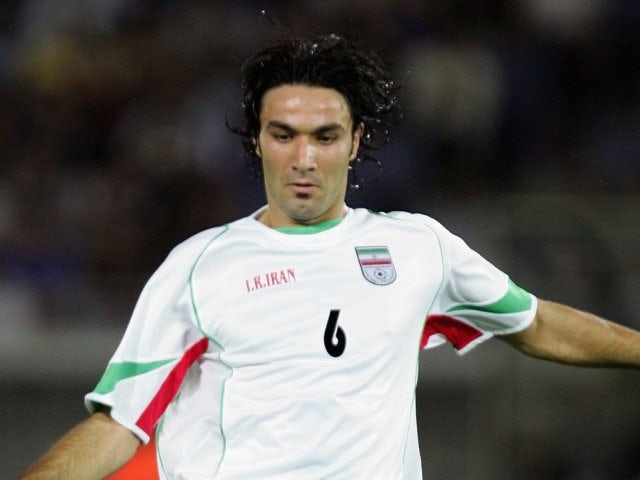Javad Nekounam in action for Iran on August 17, 2005.