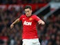 Tom Lawrence of Manchester United in action during the Barclays Premier League match between Manchester United and Hull City at Old Trafford on May 6, 2014