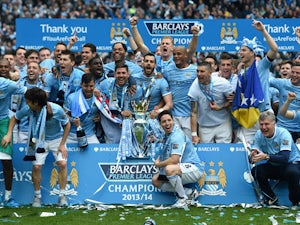 Man City players party following title win