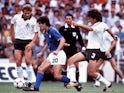 Italy's Paolo Rossi in action against Germany on July 07, 1982.