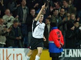 Sean Davis of Fulham celebrates scoring during the FA Barclaycard Premiership match between Fulham and Liverpool at Loftus Road on November 23, 2002