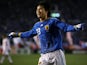 Shinji Okazaki celebrates scoring for Japan on February 04, 2009.