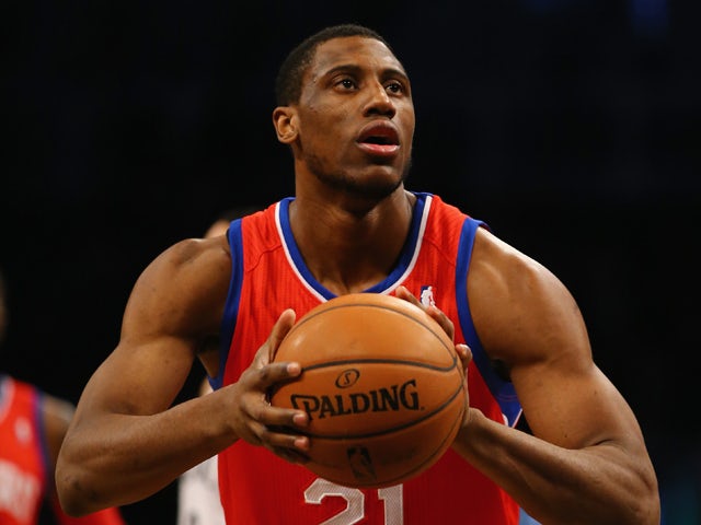 Thaddeus Young #21 of the Philadelphia 76ers in action against the Brooklyn Nets during their game at the Barclays Center on December 16, 2013